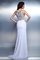 Bateau Meerjungfrau Perlenbesetztes Bodenlanges Abendkleid aus Chiffon - Bild 2