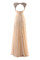 Breiter Träger V-Ausschnitt Knöchellanges Luxus Abendkleid aus Chiffon ohne Ärmeln - Bild 5