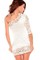 Eine Schulter Spitze Polyester Elegant Elasthan Bodycon Damen Weiß Club Kleider - Bild 2