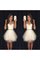 A-Line Ärmelloses Organza Kurzes Brautkleid mit Reißverschluss - Bild 1