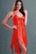 Satin Elegant Kleid Rot V-Ausschnitt Babydoll - Bild 1