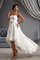 Satin Vorn Kurz Hinten Lang Romantisches Brautkleid mit Bordüre mit Applikation - Bild 2