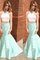 Meerjungfrau Stil Normale Taille Ärmelloses Satin Bodenlanges Abendkleid - Bild 1
