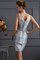 Empire Taille Taft Mini Brautmutterkleid mit Reißverschluss ohne Ärmeln - Bild 4