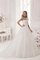 A-Linie Bootsförmiger Ausschnitt Ärmelloses Bodenlanges Brautkleid mit Applike - Bild 1