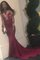 Bateau Meerjungfrau Stil Langärmeliges Natürliche Taile Satin Abendkleid - Bild 1