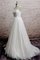 Normale Taille Hoher Kragen Bodenlanges Brautkleid mit Bordüre mit Schleife - Bild 1