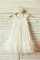 A-Line Prinzessin Bodenlanges Blumenmädchenkleid mit Blume mit Empire Taille - Bild 2