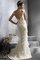 Meerjungfrau Sweep Zug Spitze Brautkleid mit Gekappten Ärmeln mit V-Ausschnitt - Bild 1
