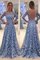 Prinzessin Langärmeliges Normale Taille A-Line Abendkleid mit Bordüre - Bild 1