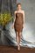 Ärmellos Enganliegendes Trägerlos Natürliche Taile Mini Brautmutterkleid - Bild 3
