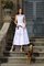 Prinzessin A-Linie Satin Knöchellanges Brautkleid mit Empire Taille - Bild 1