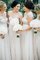 A-Line Perlenbesetztes Bodenlanges Sittsames Brautjungfernkleid mit Plissierungen - Bild 1