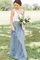 A-Linie Plissiertes Schaufel-Ausschnitt Ärmellos Brautjungfernkleid aus Tüll - Bild 1