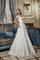 A-Line Kurze Ärmeln Sittsames Brautkleid aus Spitze mit Quadrat Ausschnitt - Bild 2