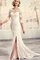 Dreiviertel Länge Ärmeln Plissiertes Bodenlanges Modern Brautkleid mit Stickerei - Bild 1