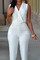 Elegant V-Ausschnitt Polyester Weiß Overall Elasthan Club Kleider - Bild 4