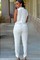 Elegant V-Ausschnitt Polyester Weiß Overall Elasthan Club Kleider - Bild 3