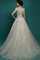 Tüll Perlenbesetztes Zickzack Ausschnitt Brautkleid aus Spitze mit Applike - Bild 2