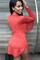 Tailliert Juwel Polyester Minikleid Franse Elasthan Ausschnitt Club Kleider - Bild 2