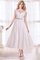V-Ausschnitt Knöchellanges Luxus Brautkleid mit Knöpfen mit Gekappten Ärmeln - Bild 1