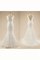 Spitze Halle V-Ausschnitt Brautkleid mit Bordüre ohne Taille - Bild 2