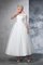 Duchesse-Linie Knöchellanges Sittsames Brautkleid mit Bordüre mit Reißverschluss - Bild 4
