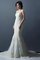 Meerjungfrau Stil Perlenbesetztes Reißverschluss Ärmellos Brautkleid aus Spitze - Bild 1