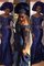Langärmeliges Meerjungfrau Stil Sweep Train Abendkleid aus Satin mit Bordüre - Bild 1