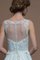 A linie Satin Schaufel-Ausschnitt Bodenlanges Brautkleid mit Applike - Bild 2