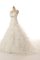 A-Line Gerüschtes Bodenlanges Brautkleid mit Mehrschichtigen Rüsche aus Organza - Bild 2