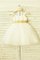 Reißverschluss A-Linie Prinzessin Wadenlanges Blumenmädchenkleid mit Blume - Bild 1