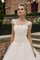 A-Line Gericht Schleppe Bateau Bodenlanges Brautkleid mit Gekappten Ärmeln - Bild 2