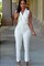 Elegant V-Ausschnitt Polyester Weiß Overall Elasthan Club Kleider - Bild 1