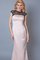 Satin Reißverschluss Luxus Brautjungfernkleid mit Bordüre mit Gekappten Ärmeln - Bild 2