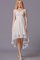 Spitze Natürliche Taile Plissiertes Brautjungfernkleid mit Bordüre mit Kurzen Ärmeln - Bild 1