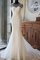 Tüll Vintage Reißverschluss Schaufel-Ausschnitt Brautkleid mit Pailletten - Bild 1