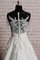 Juwel Ausschnitt Bodenlanges Kurzes Brautkleid ohne Ärmeln mit Applikation - Bild 2