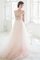 A-Linie Perlenbesetztes V-Ausschnitt Brautkleid aus Tüll mit Blume - Bild 1