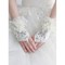 Satin Perlenstickerei Elfenbein Luxuriös Brauthandschuhe - Bild 1
