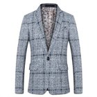 Mode Casual Business Männer Blazer Grau Anzüge Plaid Treffen