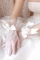 Organza Mit Bowknot Elfenbein Elegant|Bescheiden Brauthandschuhe