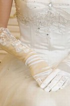 Satin Mit Applikation Weiß Modern Brauthandschuhe