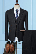 Jacke + Weste + Hosen Schwarz Für Hochzeit Blazer 3 Pcs Business Anzug