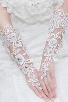 Spitze Mit Kristall Elfenbein Chic|Modern Brauthandschuhe