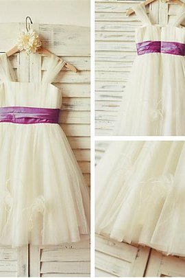 A-Line Prinzessin Reißverschluss Empire Taille Blumenmädchenkleid aus Tüll
