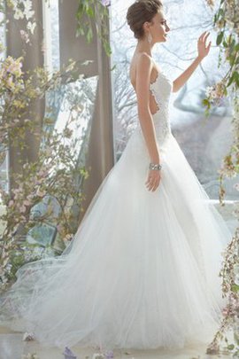 Duchesse-Linie Spaghetti Träger Bodenlanges Brautkleid mit Bordüre ohne Ärmeln