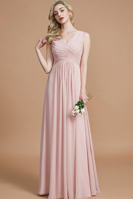 A-Line Prinzessin Chiffon Bodenlanges Brautjungfernkleid mit Reißverschluss