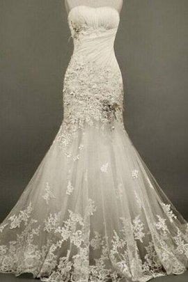 Tüll Ärmelloses Luxus Brautkleid mit Blume mit Applike