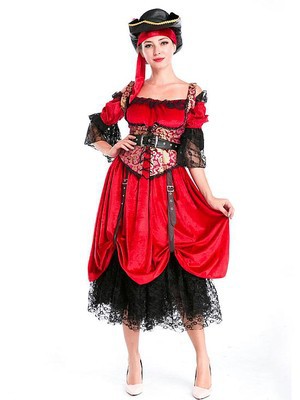 Schick Fabelhaft Rot Romantisch Pirat Halloween Cosplay & Kostüme - Bild 1